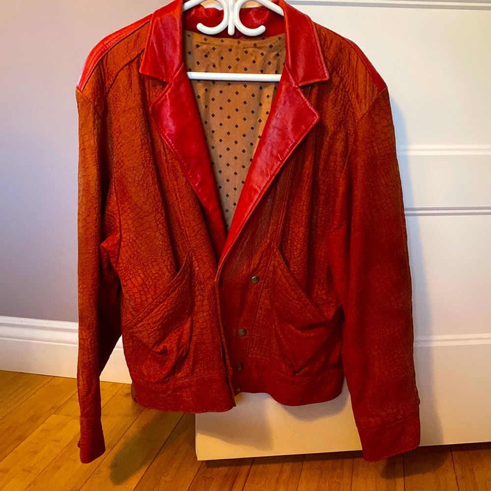 Vintage jackets and pants made out of authentic leather snake skin